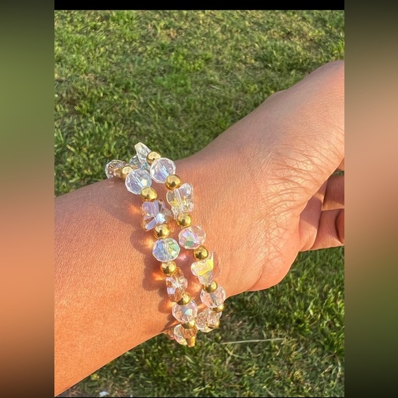 Handmade swarovski butterfly beads elastic bracelets - lot of 2 - Picture 3 of 11